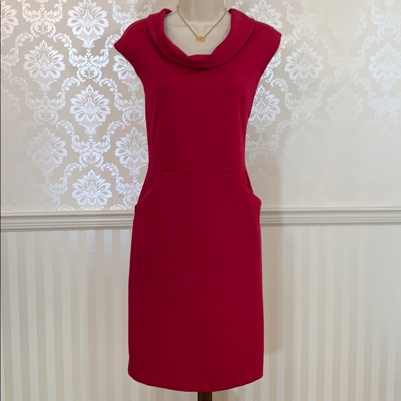Banana Republic Dresses & Skirts - Banana Republic Bright Pink Cowl Neck Sheath Dress